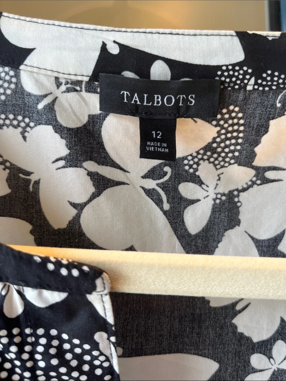 Talbots Black and White Butterfly Button-Front Dress - Picture 2 of 3